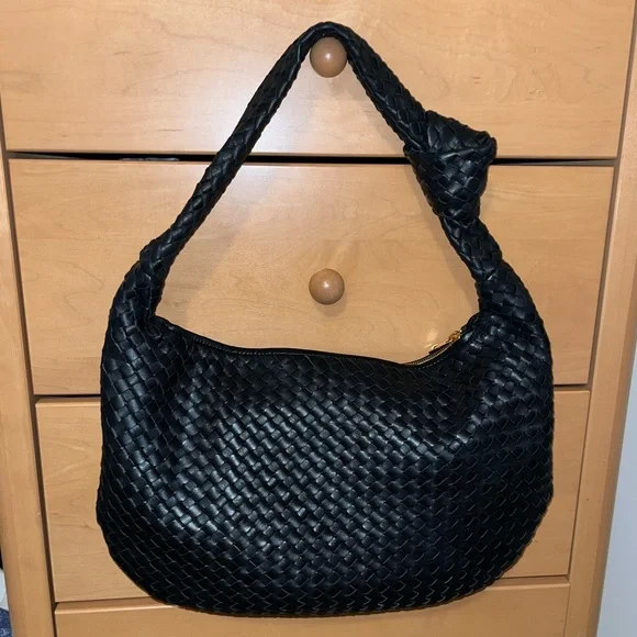 Quince Black Woven Hobo Bag - Picture 2 of 6